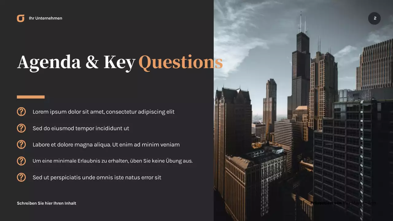 Schwarze moderne Geschäftspräsentation