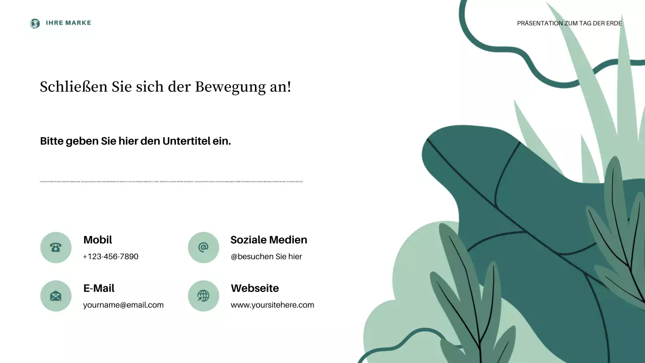 Ankündigung zum Tag der Erde in Pink-Ästhetik Präsentation