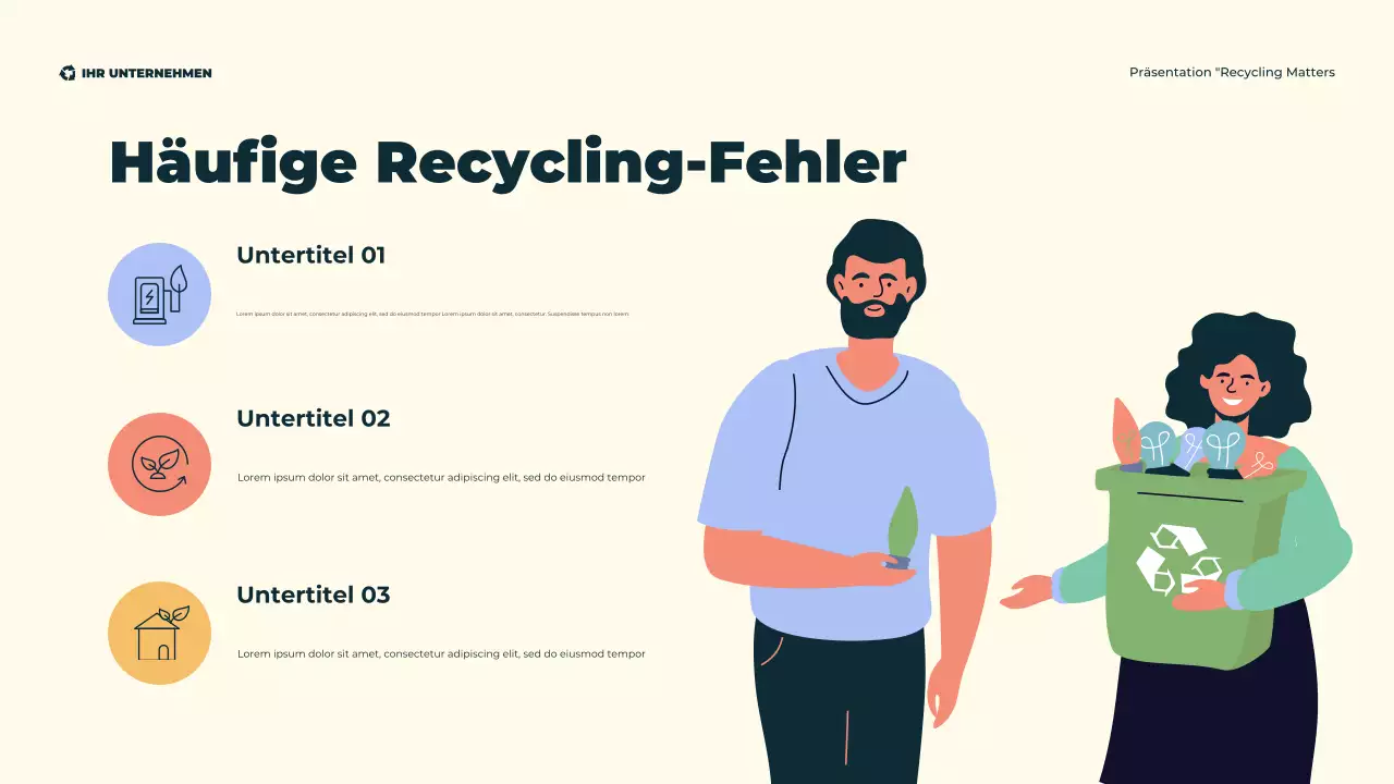 Grüne, moderne, illustrative, umweltfreundliche Recyclingpräsentation