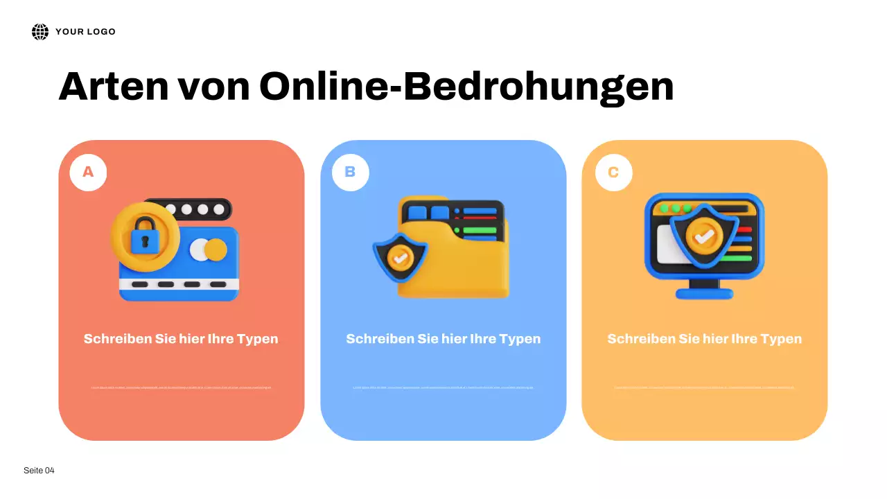 Blaue 3D-illustrative Internetsicherheitspräsentation