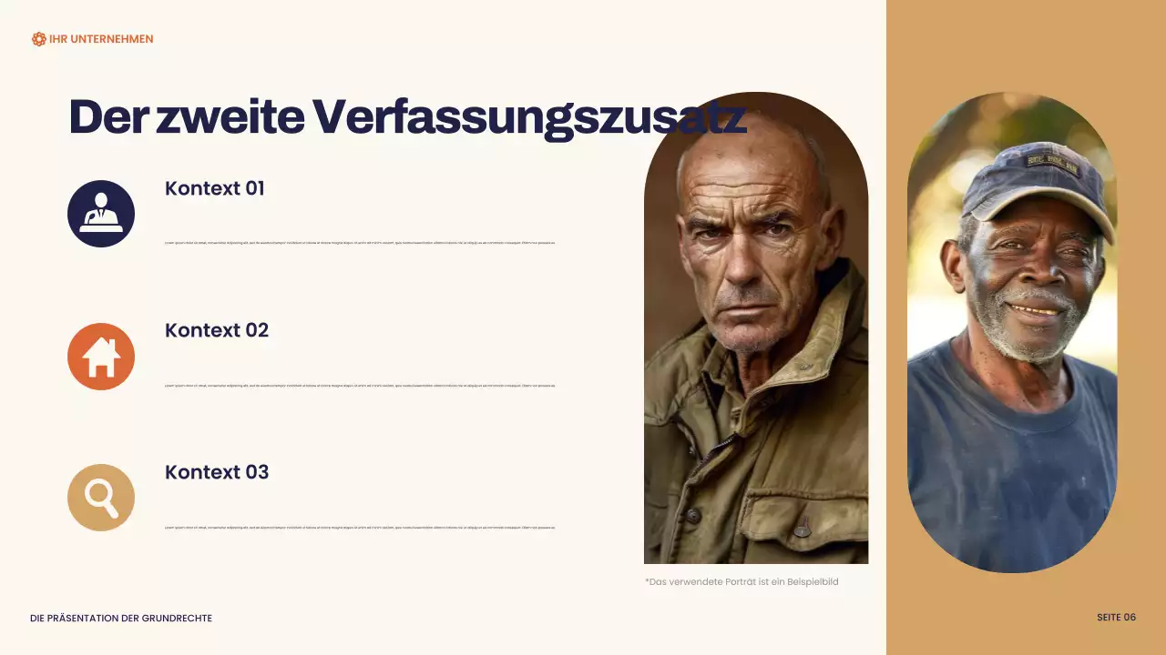 Marineblaue und orangefarbene moderne Bill of Rights Präsentation