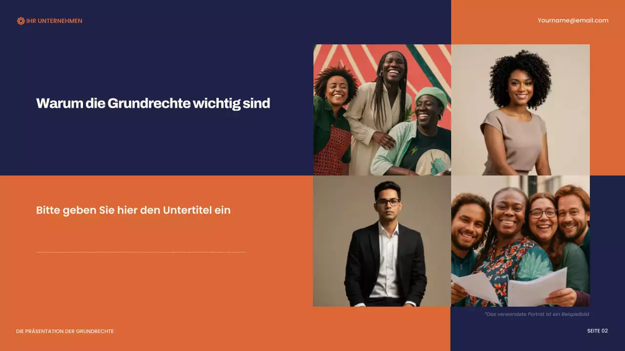 Marineblaue und orangefarbene moderne Bill of Rights Präsentation