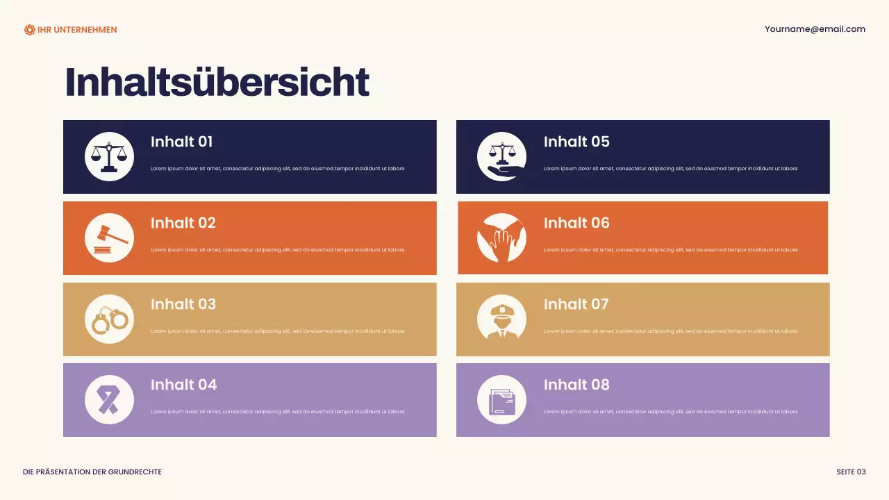 Marineblaue und orangefarbene moderne Bill of Rights Präsentation