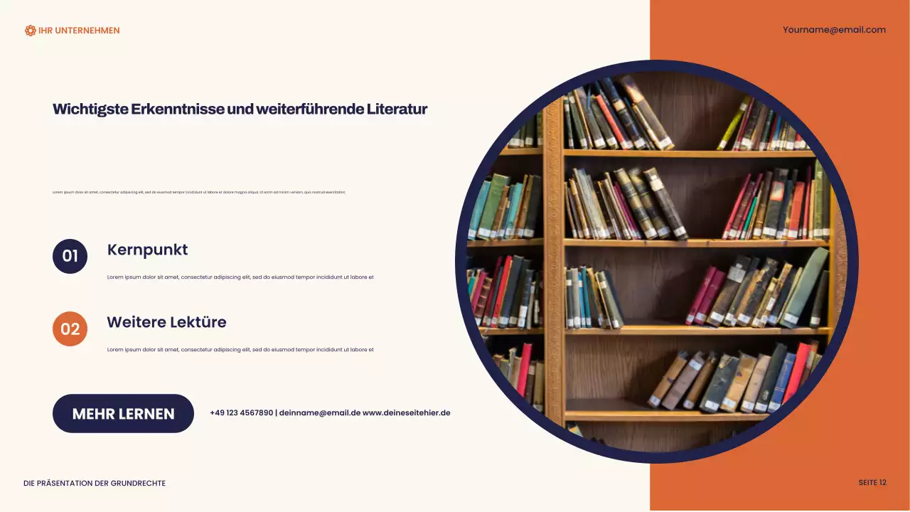 Marineblaue und orangefarbene moderne Bill of Rights Präsentation