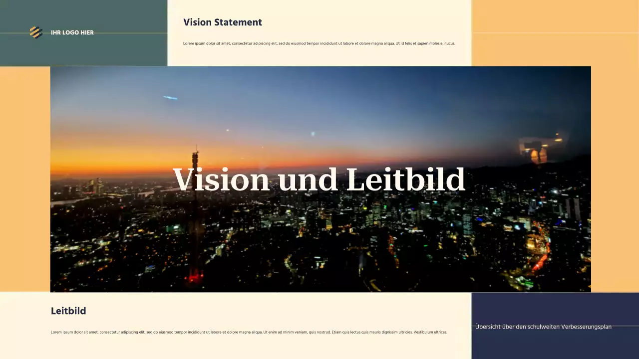 Übersicht über den blaugrünen, abstrakten schulweiten Verbesserungsplan Präsentation