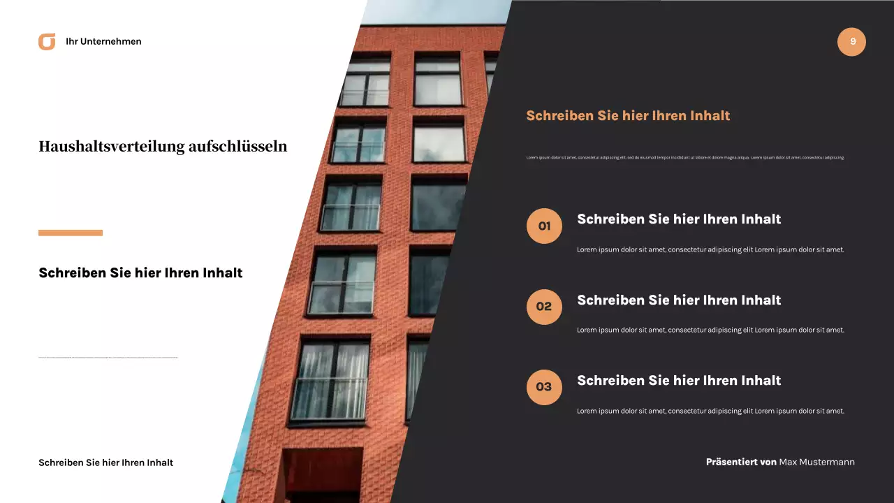 Schwarze moderne Geschäftspräsentation