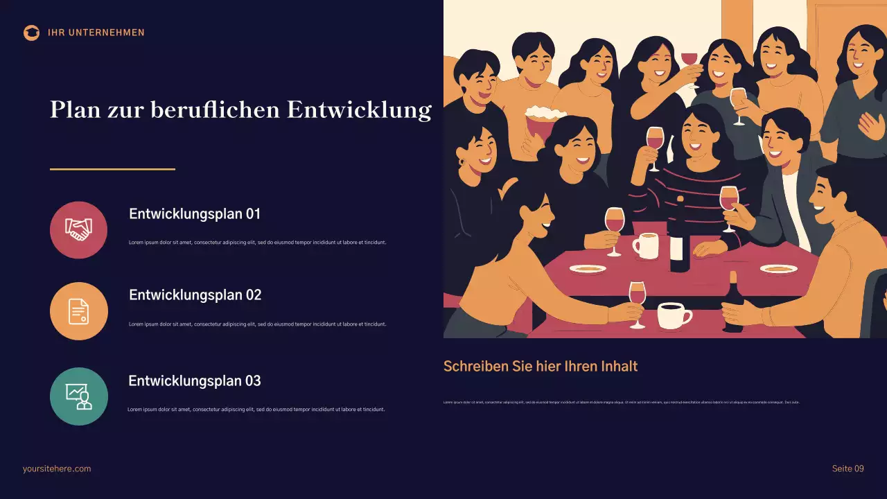 Übersicht über den schulweiten Verbesserungsplan in Blau und Geometrischem Muster Präsentation