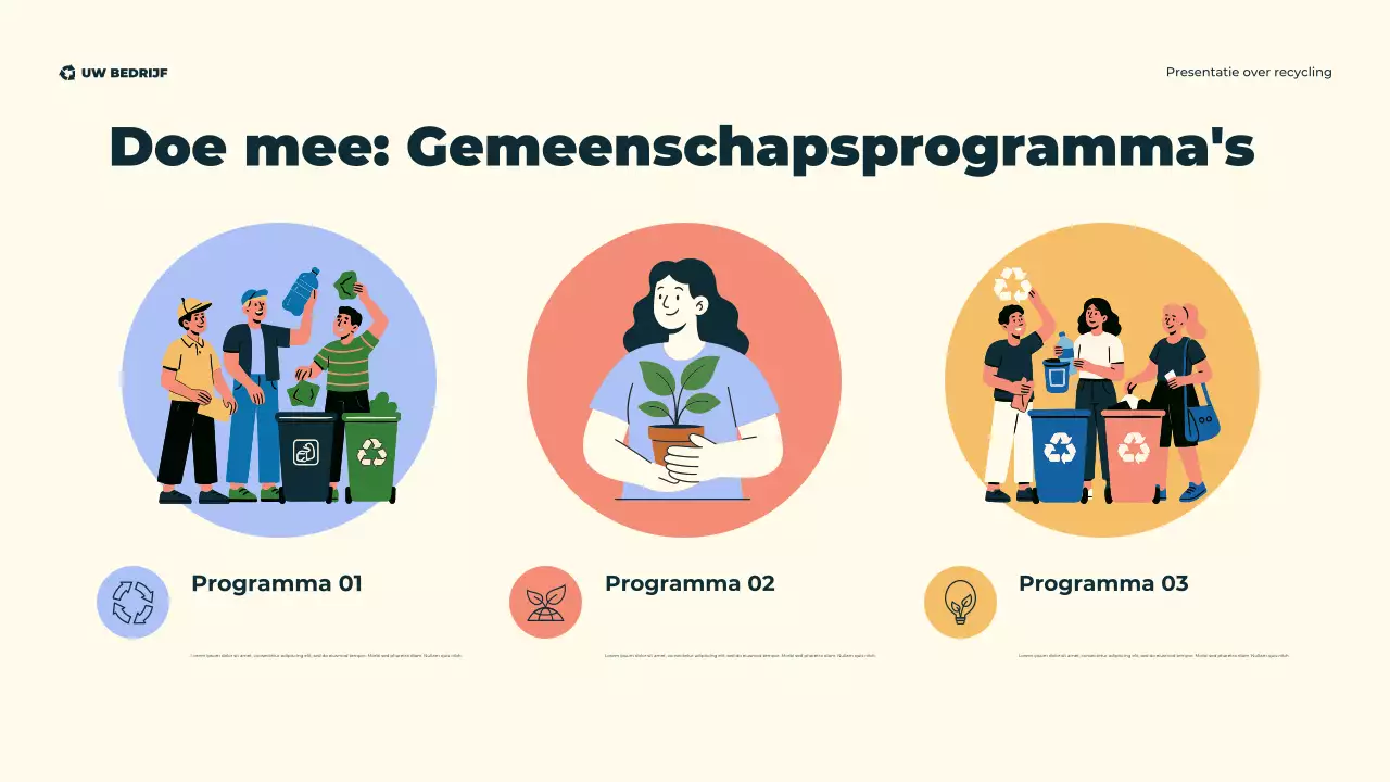 Groene, moderne, illustratieve, milieuvriendelijke recyclingpresentatie