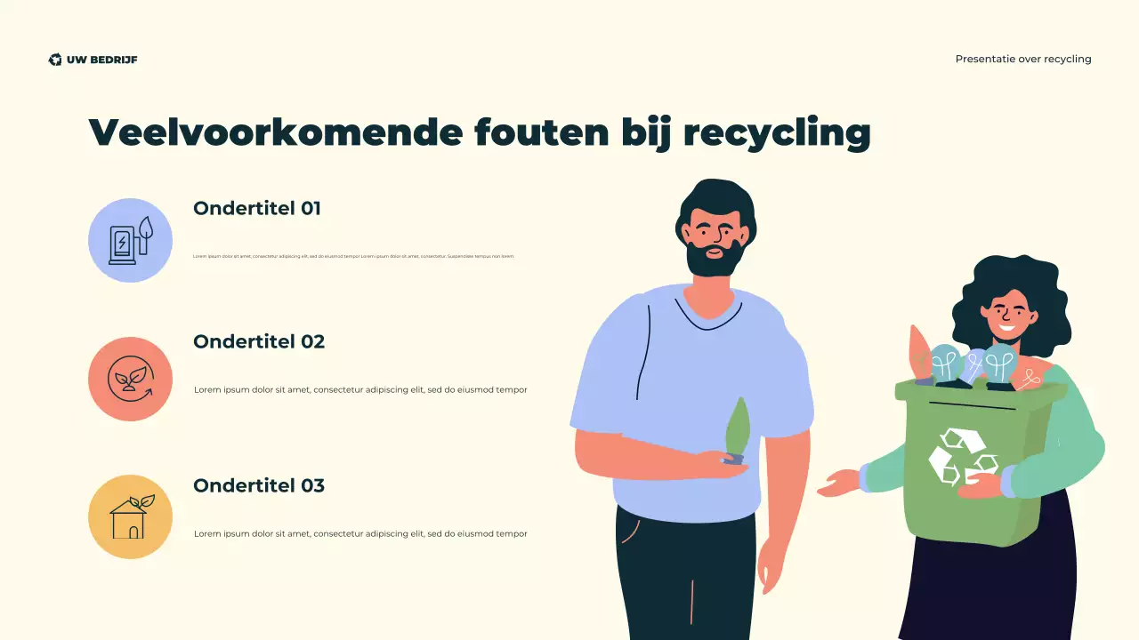 Groene, moderne, illustratieve, milieuvriendelijke recyclingpresentatie