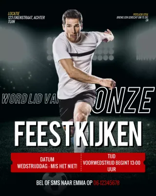 Zwarte moderne voetbaluitnodiging Instagram-post