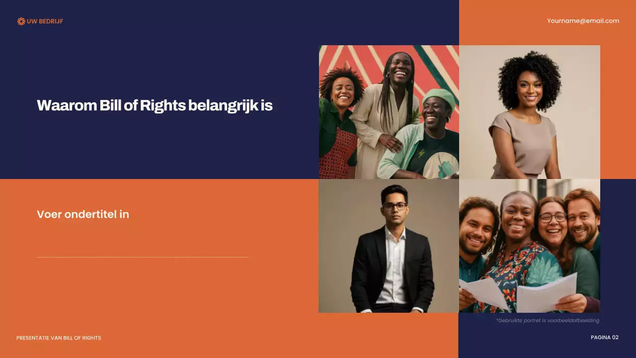 Presentatie van de moderne Bill of Rights van de marine en oranje