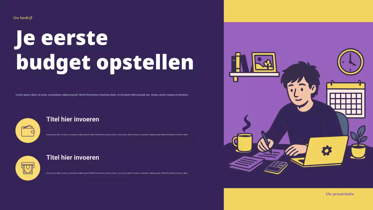 Presentatie over slimme budgettering in Purple Modern Finance