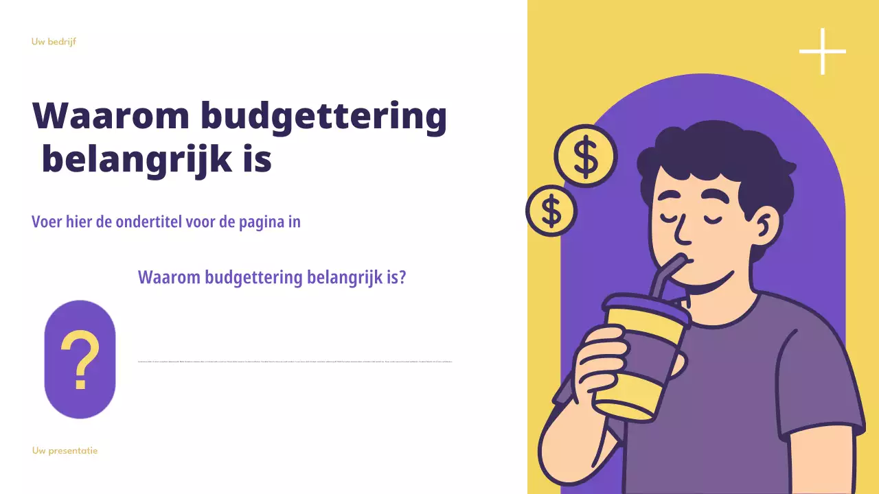 Presentatie over slimme budgettering in Purple Modern Finance