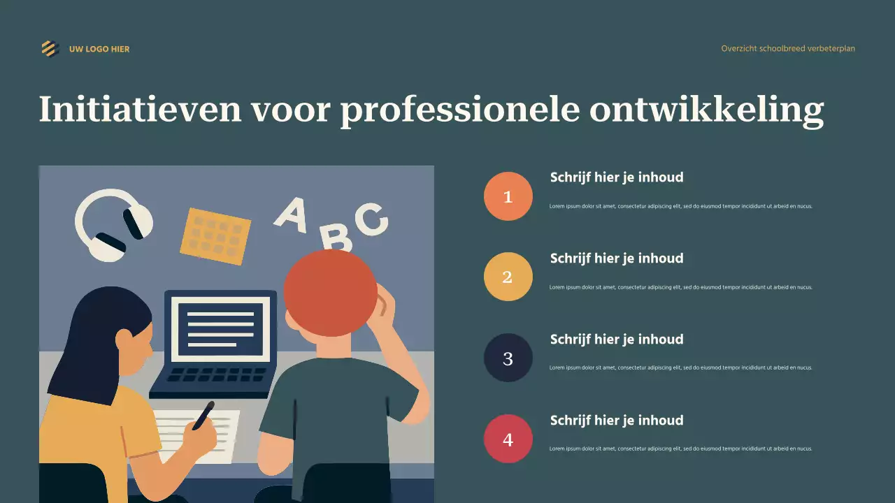Teal Abstract Schoolwide Verbeteringsplan Overzicht Presentatie