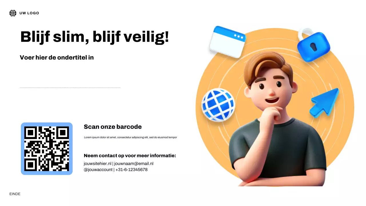 Blauwe 3D Illustratieve Internetveiligheidspresentatie