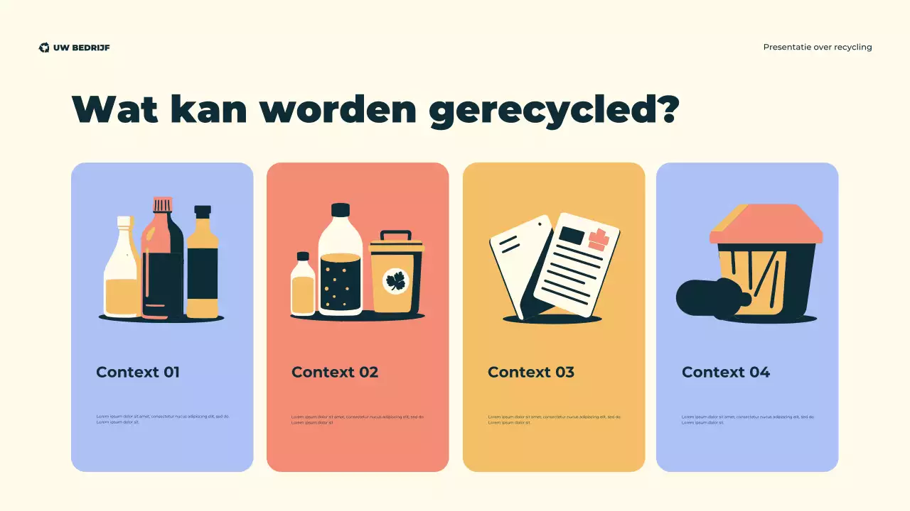 Groene, moderne, illustratieve, milieuvriendelijke recyclingpresentatie