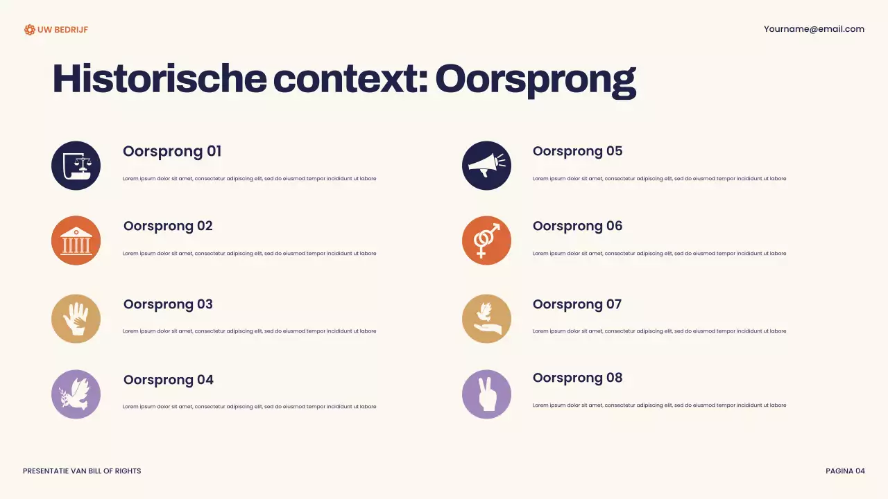 Presentatie van de moderne Bill of Rights van de marine en oranje