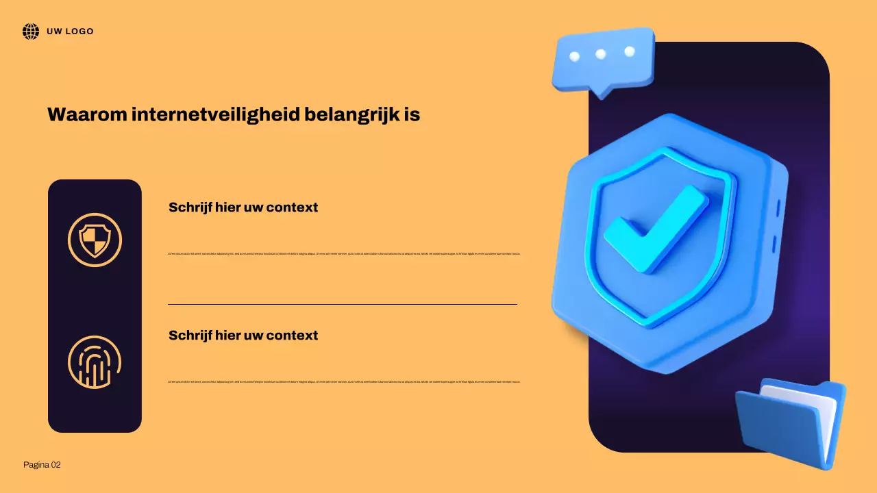 Blauwe 3D Illustratieve Internetveiligheidspresentatie