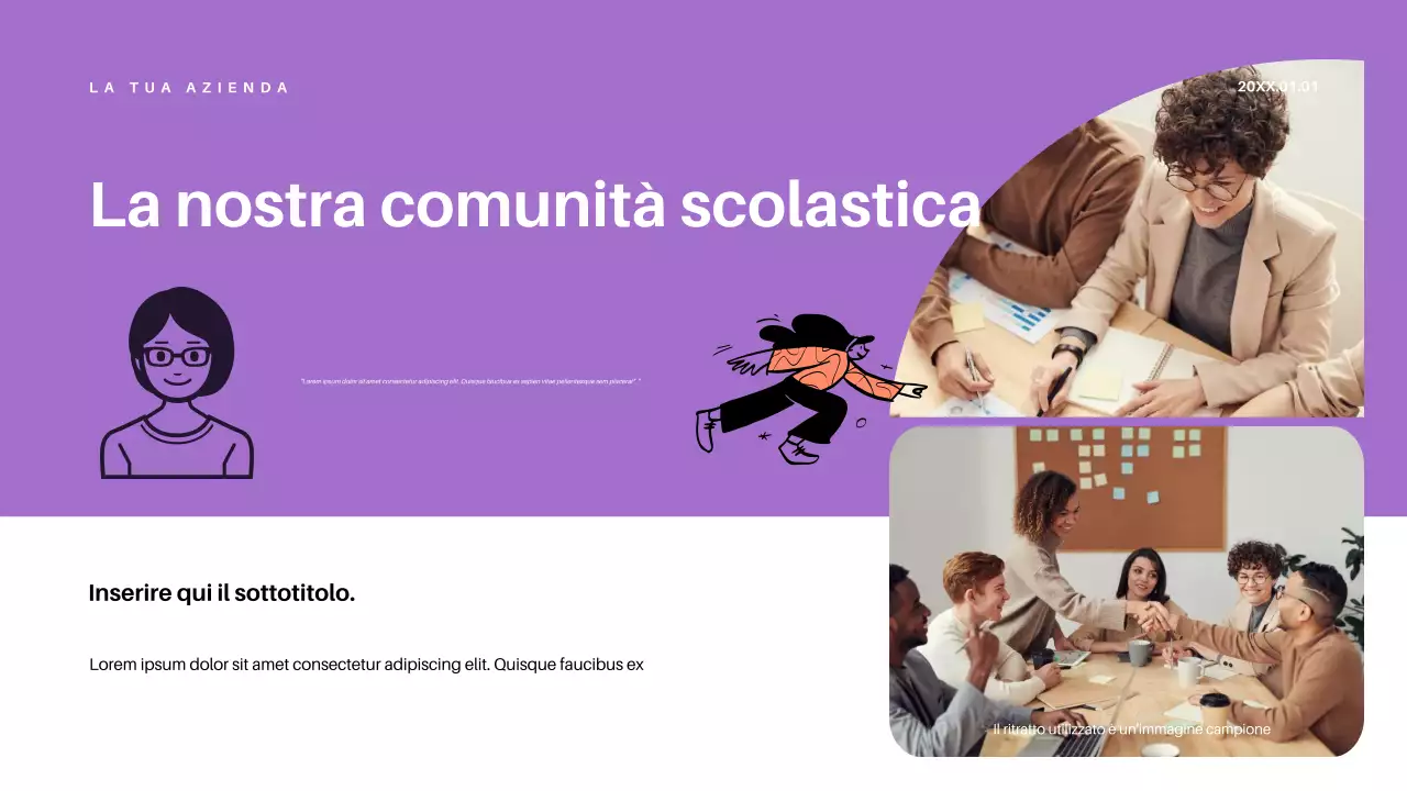 Presentazione dell'annuncio di Purple Retro Education