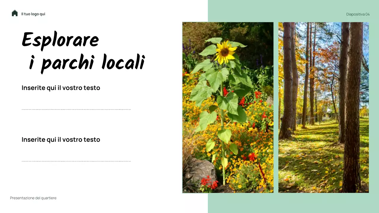 Presentazione del mio quartiere floreale semplice e verde