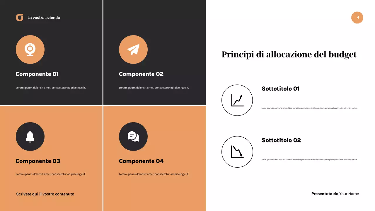 Presentazione aziendale moderna nera