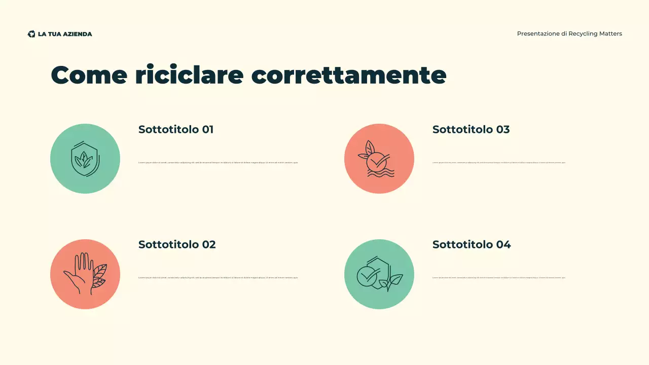 Presentazione illustrativa moderna ed ecologica sul riciclaggio ecologico