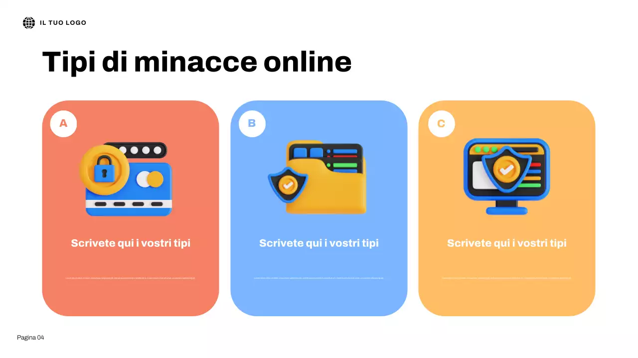 Presentazione illustrativa 3D blu sulla sicurezza in Internet