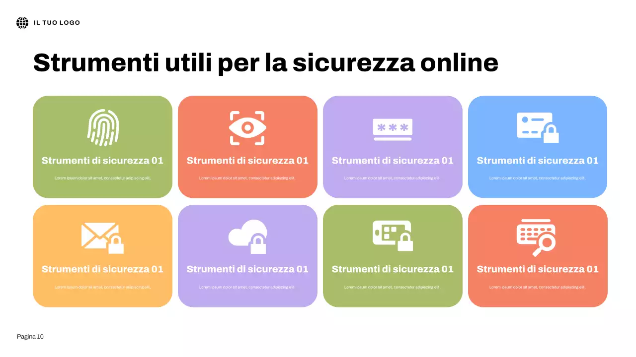 Presentazione illustrativa 3D blu sulla sicurezza in Internet