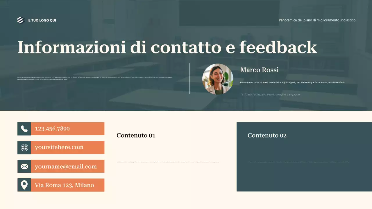 Presentazione generale del piano di miglioramento scolastico Teal Abstract