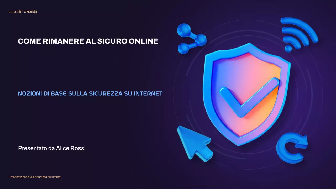 Presentazione illustrativa 3D blu sulla sicurezza in Internet