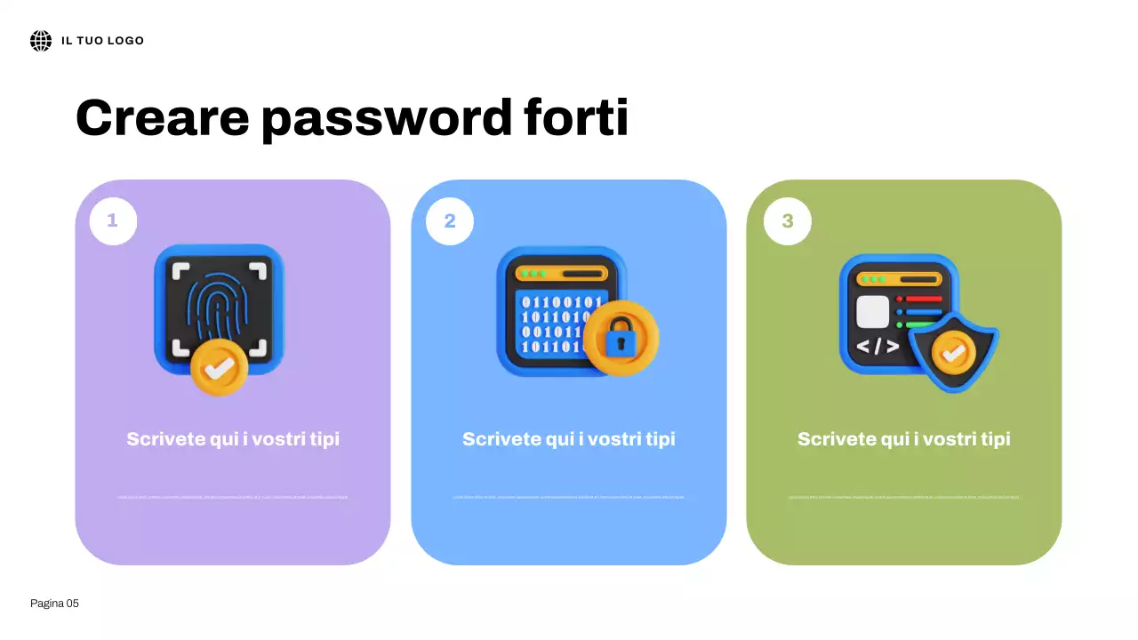 Presentazione illustrativa 3D blu sulla sicurezza in Internet