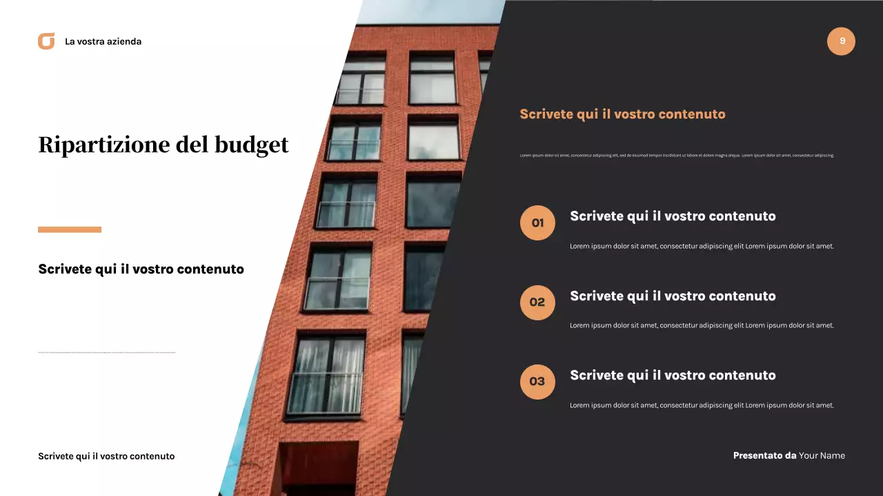 Presentazione aziendale moderna nera