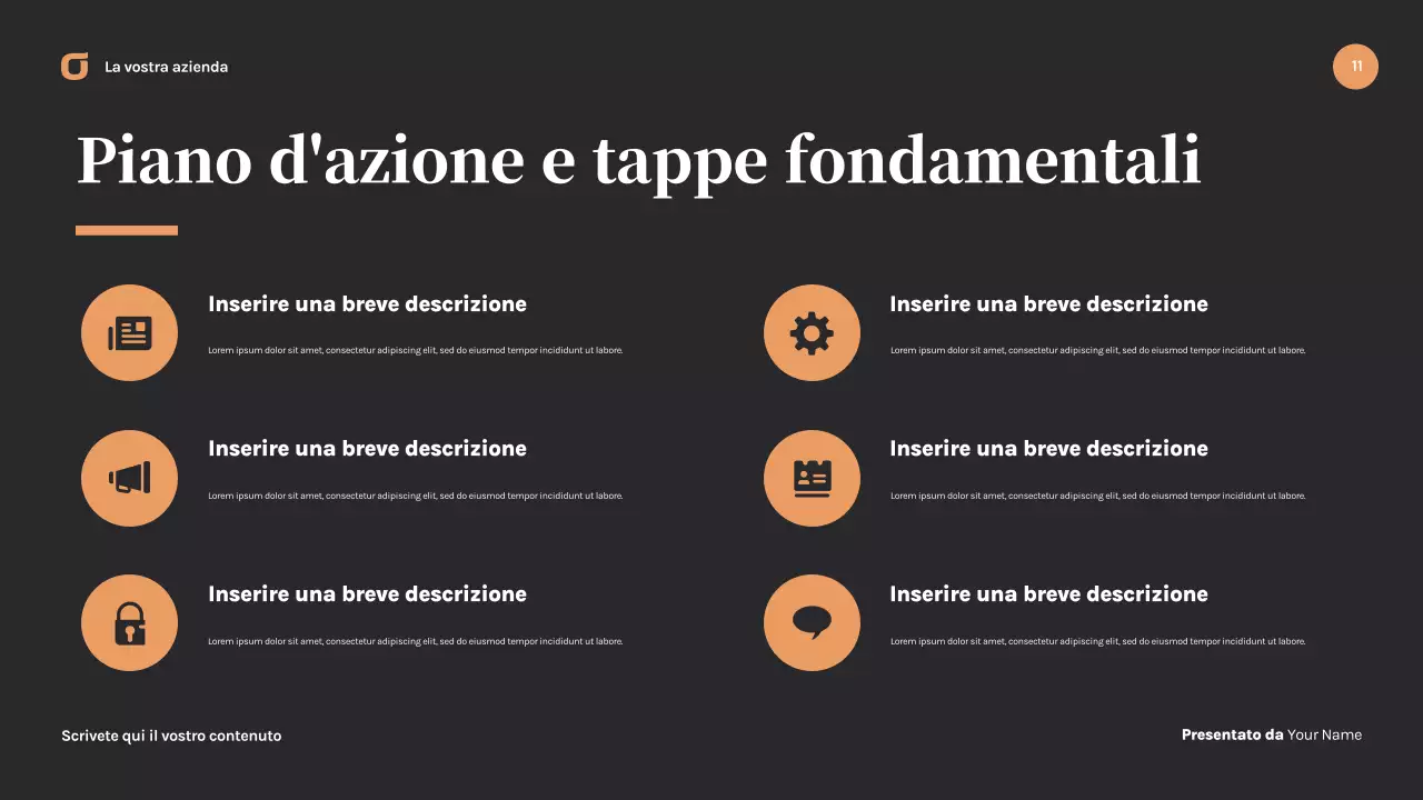 Presentazione aziendale moderna nera