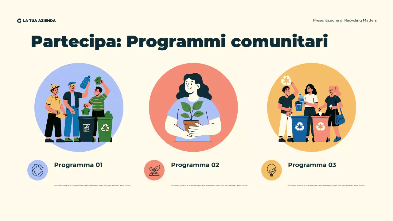 Presentazione illustrativa moderna ed ecologica sul riciclaggio ecologico