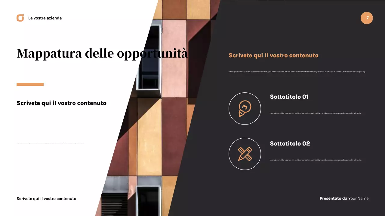 Presentazione aziendale moderna nera