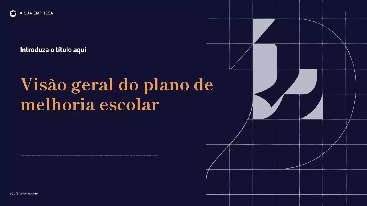 Apresentação geral do Plano de Melhoria Escolar Geométrico Azul