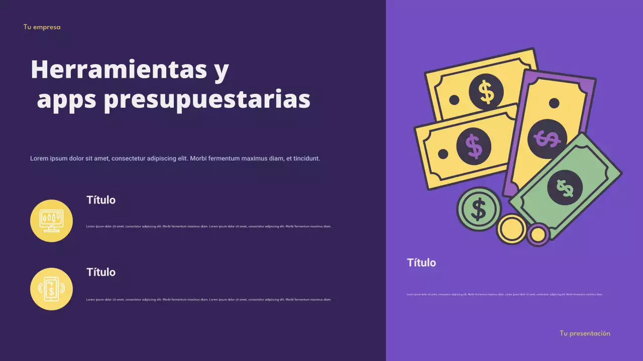 Presentación de presupuesto inteligente de Purple Modern Finance