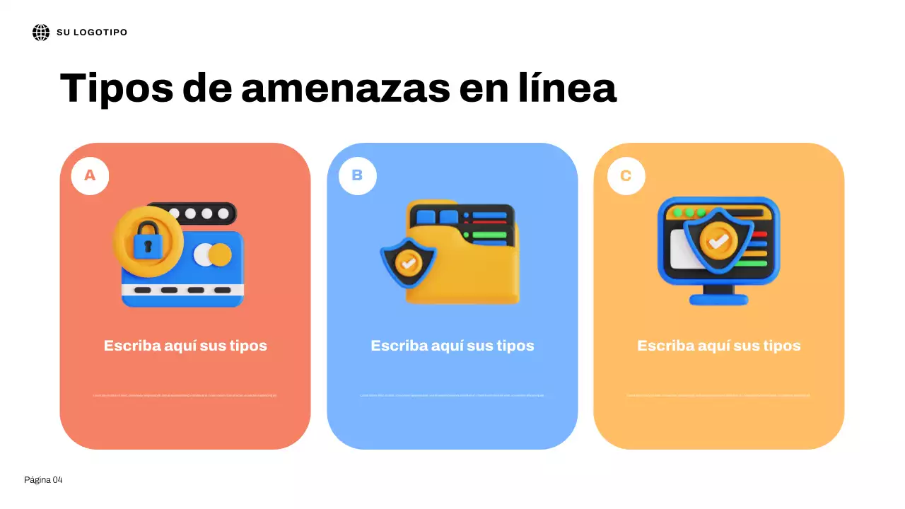 Presentación ilustrativa 3D azul sobre seguridad en Internet