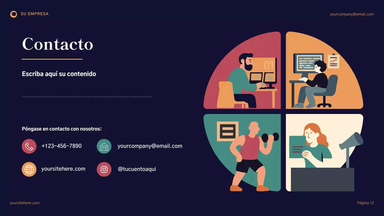 Presentación general del plan de mejora escolar geométrico azul