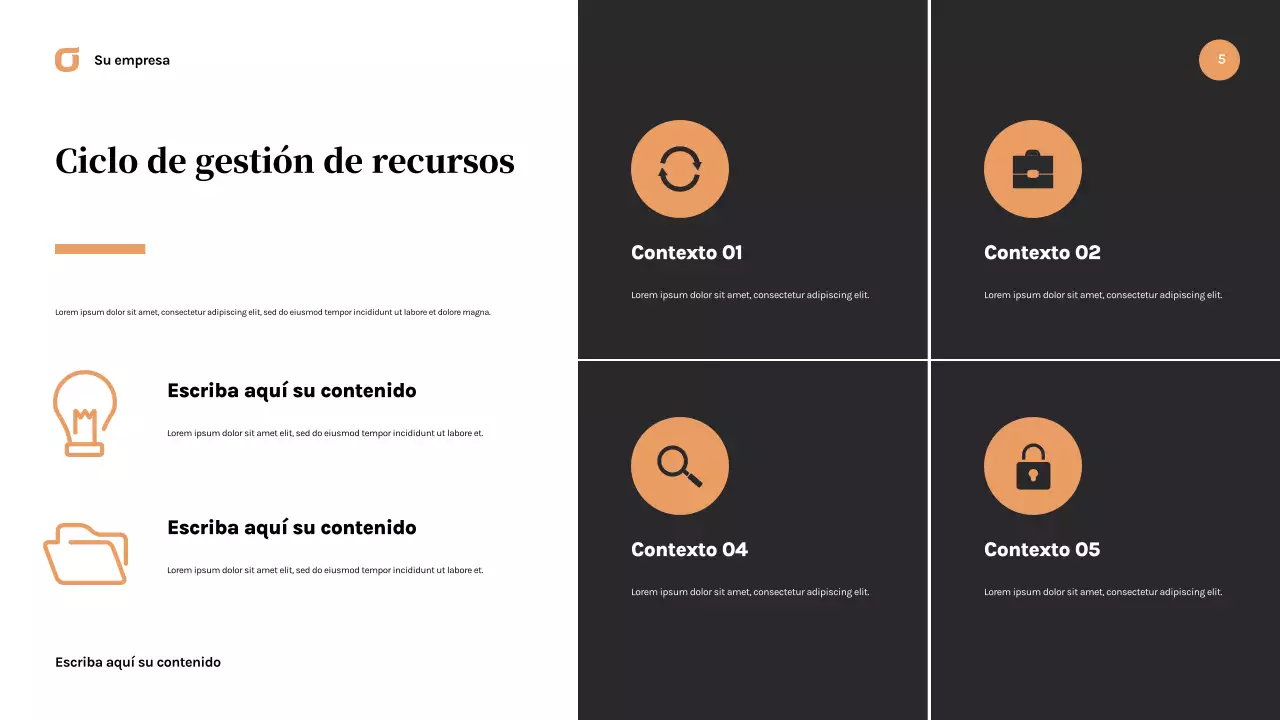 Presentación empresarial moderna en negro