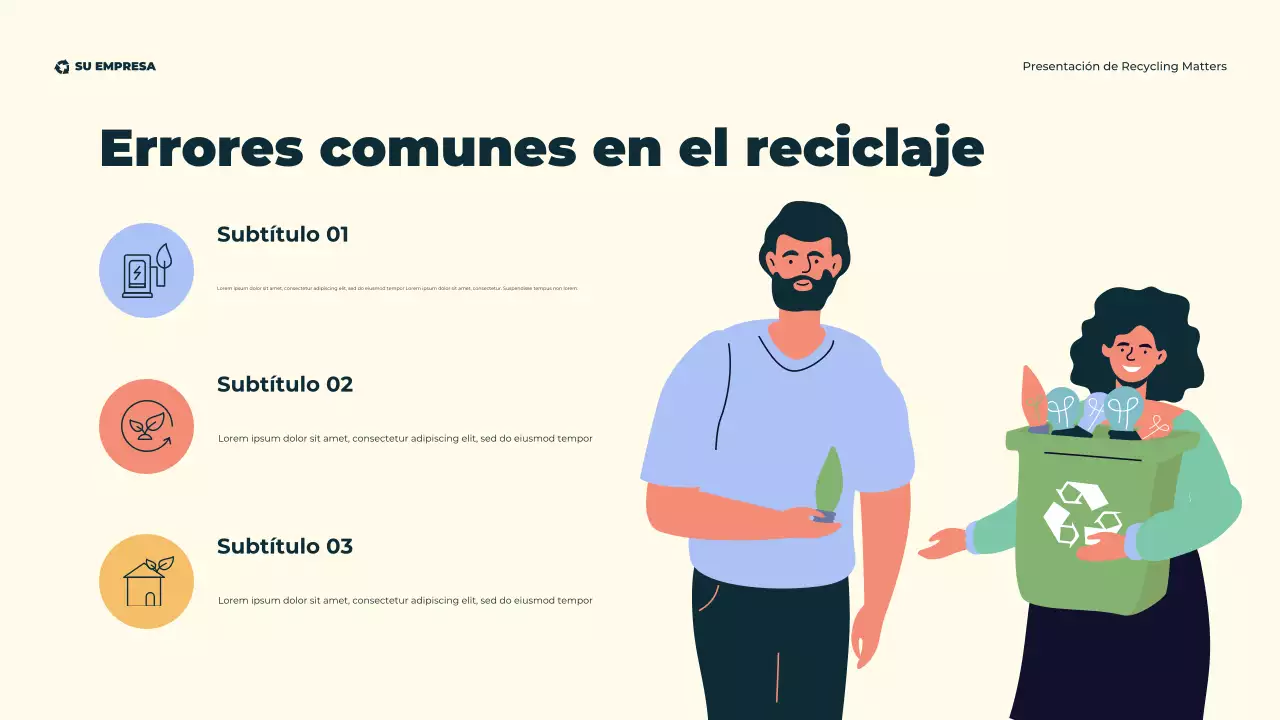 Presentación ilustrativa moderna y ecológica sobre reciclaje ecológico