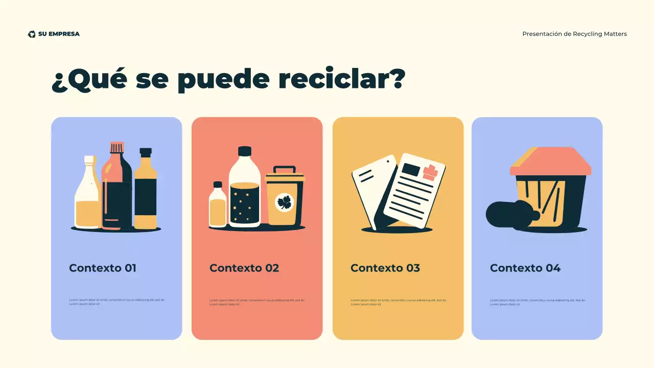 Presentación ilustrativa moderna y ecológica sobre reciclaje ecológico