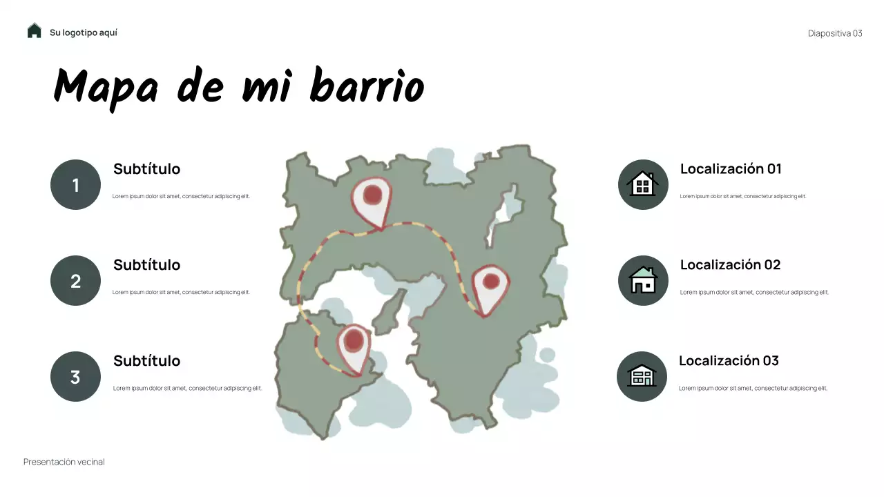 Presentación de mi barrio con flores sencillas y verdes