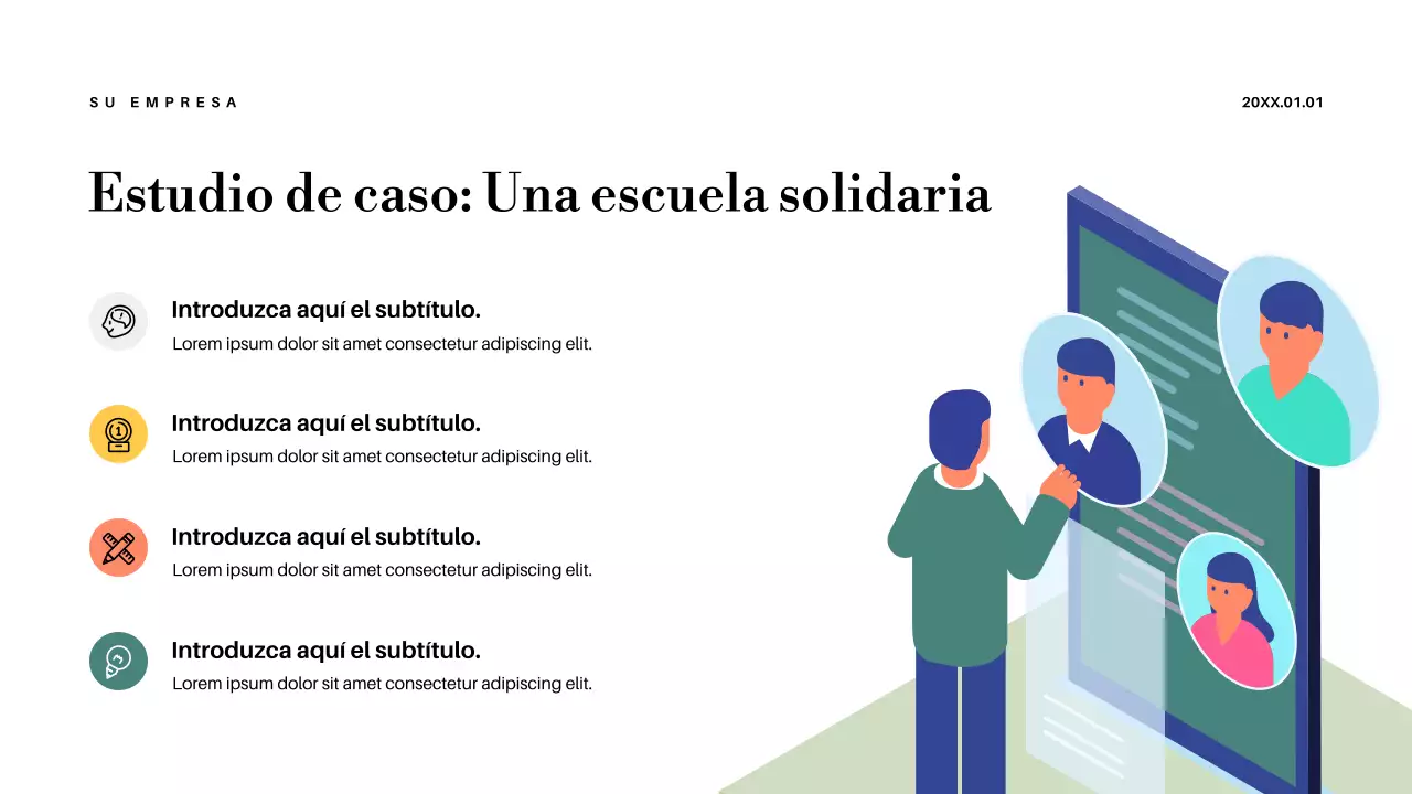 Presentación del anuncio para profesores con diseño abstracto en colores pastel