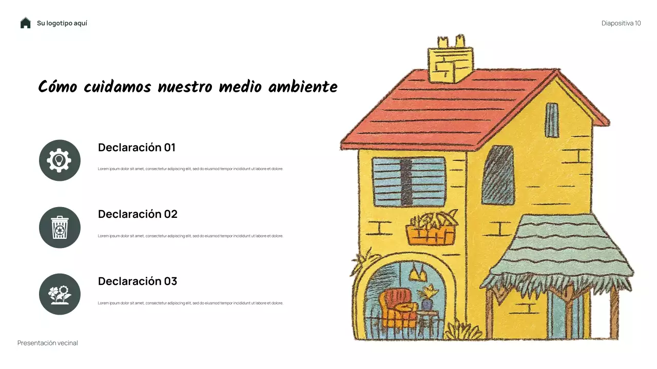 Presentación de mi barrio con flores sencillas y verdes