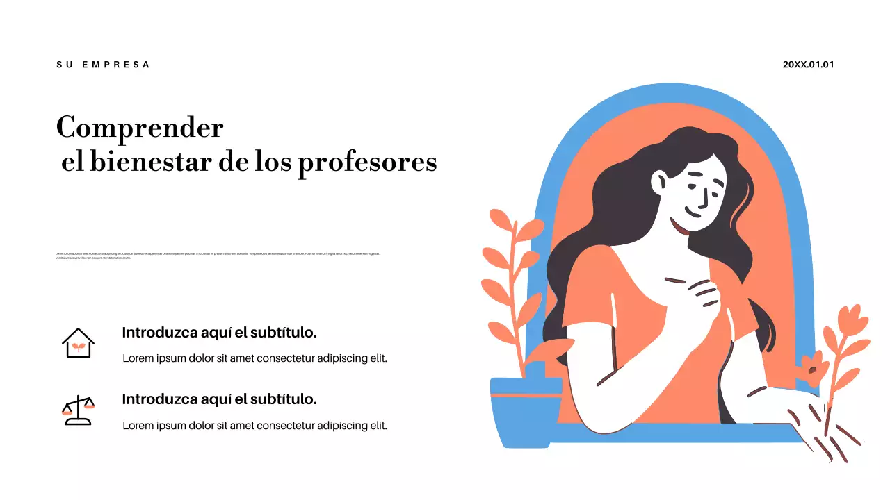 Presentación del anuncio para profesores con diseño abstracto en colores pastel