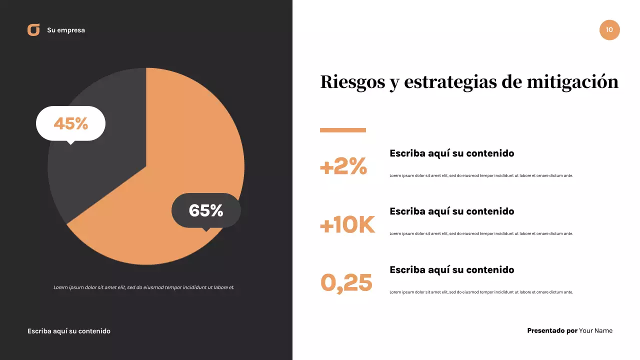 Presentación empresarial moderna en negro