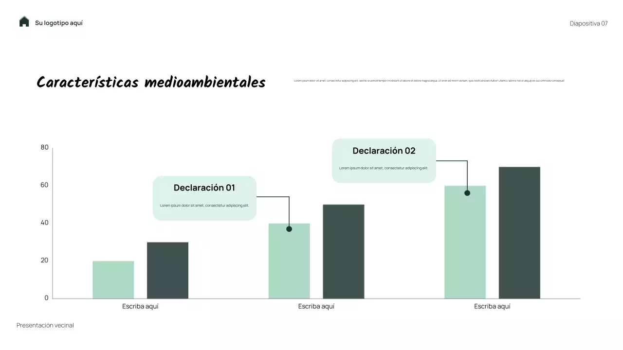 Presentación de mi barrio con flores sencillas y verdes