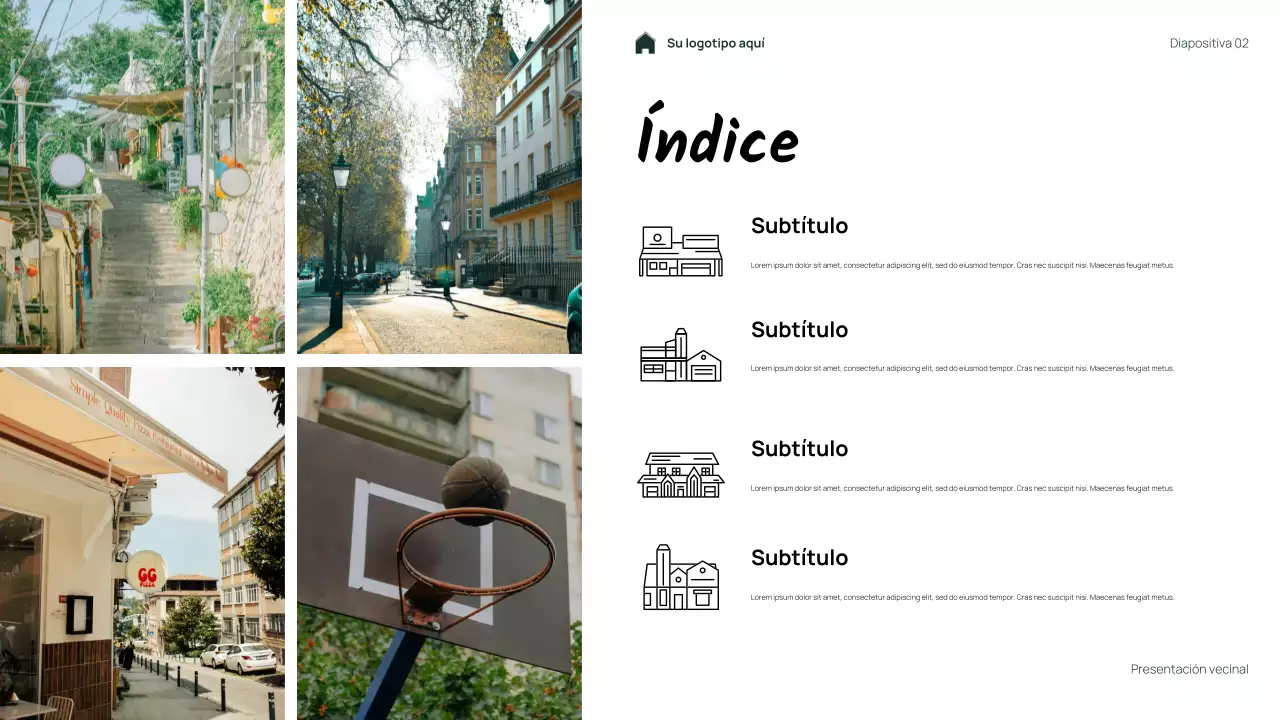 Presentación de mi barrio con flores sencillas y verdes