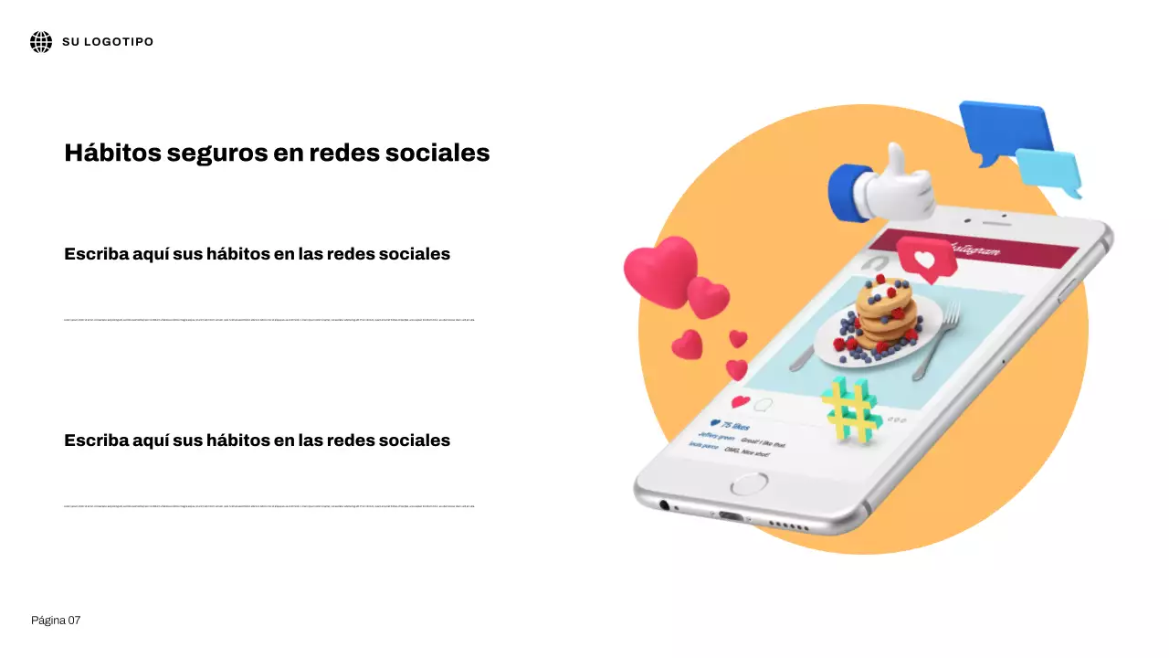 Presentación ilustrativa 3D azul sobre seguridad en Internet